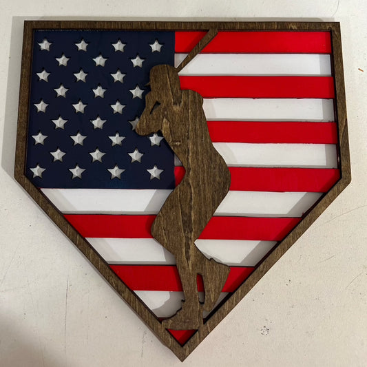 Home plate American Flag - Premium  from Dreamcitywoodworks - Just $40! Shop now at Dreamcitywoodworks